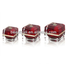 15ml 30ml 50ml Red Luxury Square Acrylic Cosmetic Cream Jar